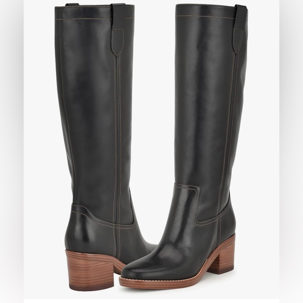 Nine West Leather Black Knee Boots